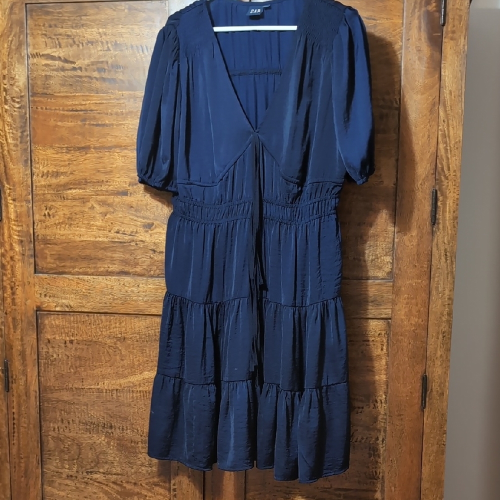 GAP Navy Midi Dress Tie Front
